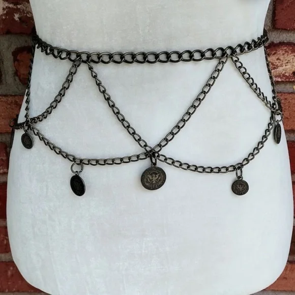 Vintage Antique Gold Coin Chain Belt - Belly Dance, Boho, Festival adjustable - Picture 1 of 10